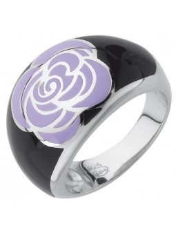BAGUE ARGENT EMAIL NOIR ET VIOLET
