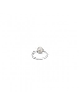 Bague Perle eau douce blanche6 mm argent rhodié 925 OxydeS
