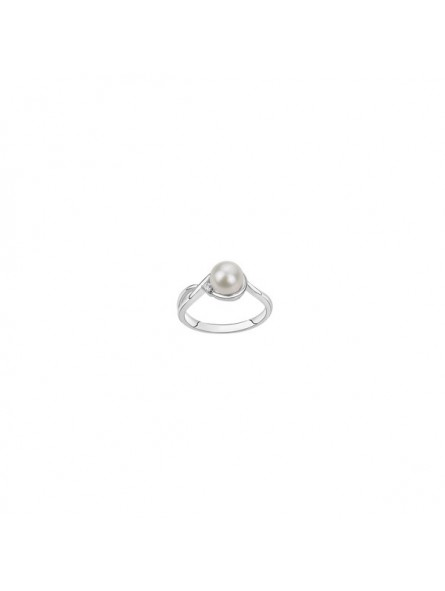 Bague Perle eau douce blanche6 mm argent rhodié 925 OxydeS