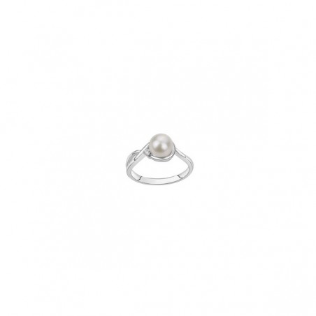 Bague Perle eau douce blanche6 mm argent rhodié 925 OxydeS