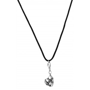 CHARM'S COEUR "DRACULA" ARGENT RHODIE SUR CORDON