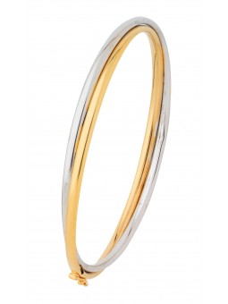 Bracelet Jonc bicolore 2 Tube or jaune et or blanc