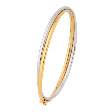 Bracelet Jonc bicolore 2 Tube or jaune et or blanc