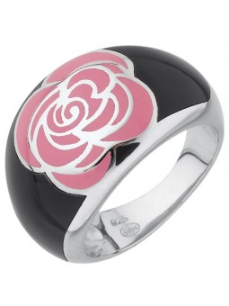 BAGUE ARGENT EMAIL NOIR ET ROSE