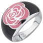 BAGUE ARGENT EMAIL NOIR ET ROSE