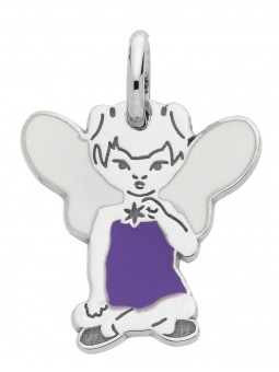 Pendentif Fée Violet ailes blanches photoluminescentes