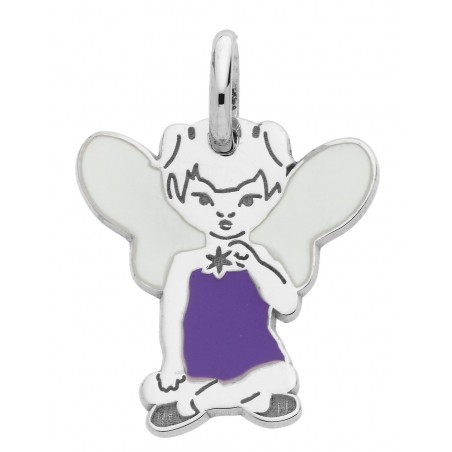 Pendentif Fée Violet ailes blanches photoluminescentes