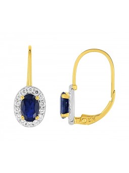 Boucles d'oreilles  pendantes Saphir et Oxydes
