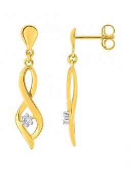 Boucles d'oreilles pendantes diamant 0.01 gris or 375