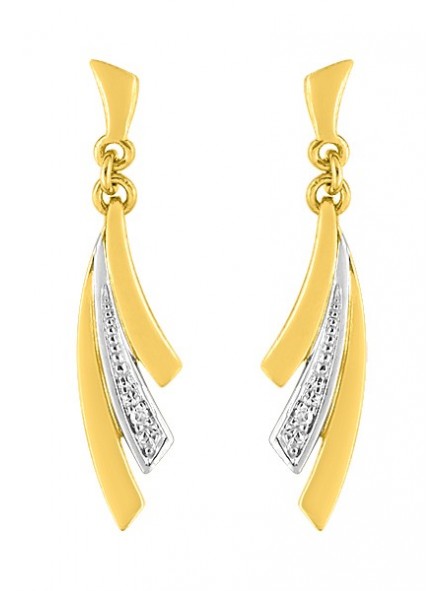 Boucles d'oreilles Pendantes diamant 0,008 bicolore or 375