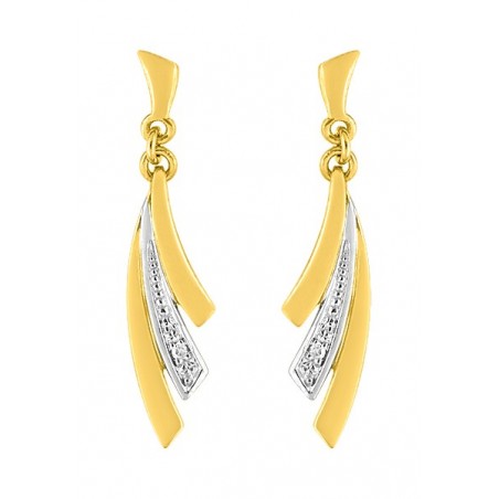 Boucles d'oreilles Pendantes diamant 0,008 bicolore or 375