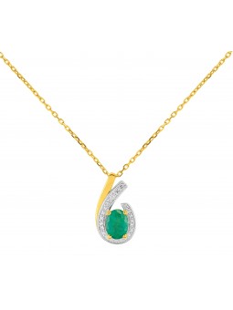 Collier émeraude diamant 0,012 CT or375