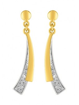 Boucles d'oreilles pendants courbes diamants  0,02 ct