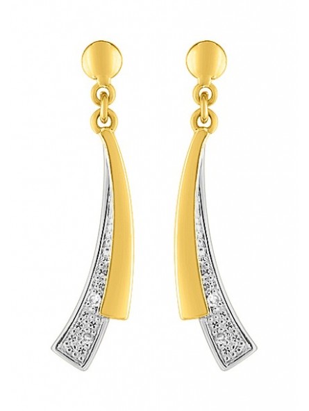 Boucles d'oreilles pendants courbes diamants  0,02 ct