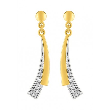 Boucles d'oreilles pendants courbes diamants  0,02 ct