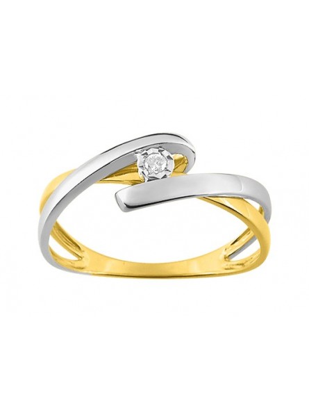 Bague diamant 0,03 bicolore 750