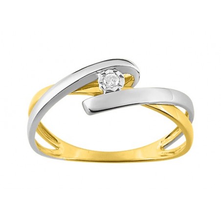Bague diamant 0,03 bicolore 750