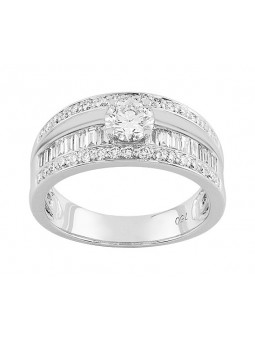 Bague diamant centre  0,40 ct - Pavage 0,65 ct - Total 1.050 Ct
