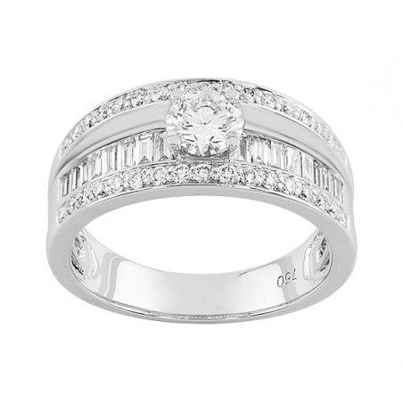 Bague diamant centre  0,40 ct - Pavage 0,65 ct - Total 1.050 Ct