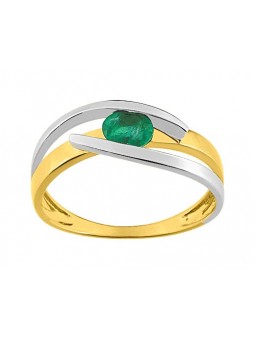 Bague émeraude - or750 Bicolore