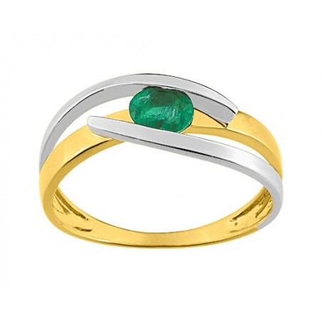 Bague émeraude - or750 Bicolore