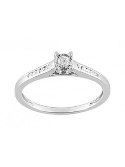 Bague  or blanc 750/000 Solitaire serti de diamant 0.13ct