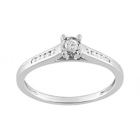 Bague  or blanc 750/000 Solitaire serti de diamant 0.13ct