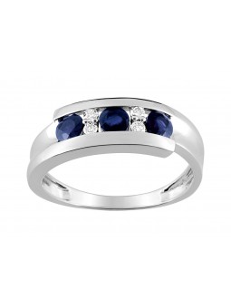 Bague Saphir 0,73 ct diamant 0,07 ct or 750
