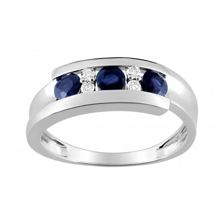 Bague Saphir 0,73 ct diamant 0,07 ct or 750