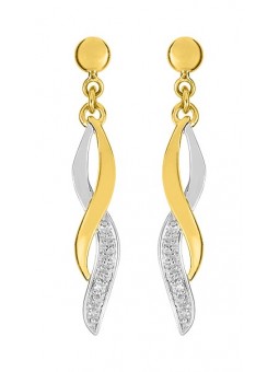 Boucles d'oreilles Pendantes diamant 0,008 bicolore or 750