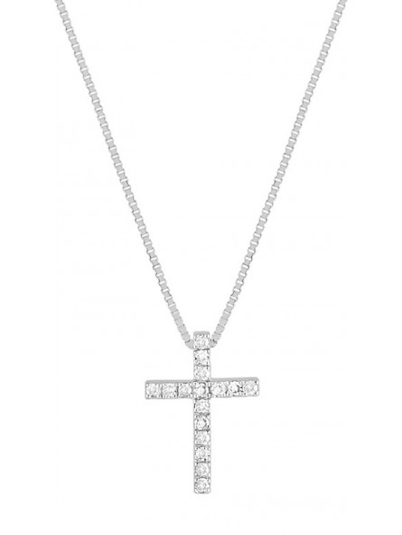Collier diamant  0,08 gris or 750