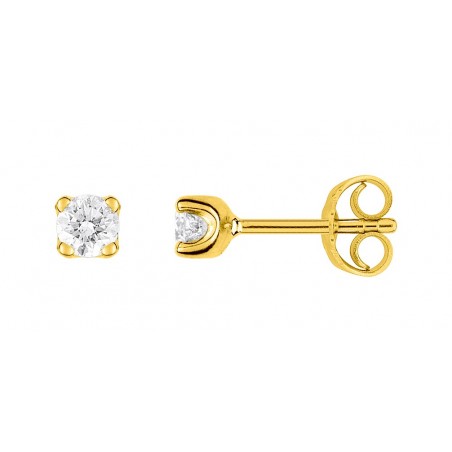 Boucles d'oreilles or jaune 750/000 - diamant 0.15 ct