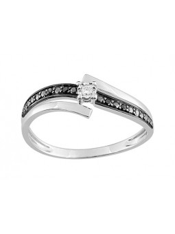 Solitaire Fantaisie - diamants noirs et blancs 0.04 ct