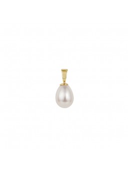 Pendentif Perle eau douce blanche 8/8.5 mm or jaune 375