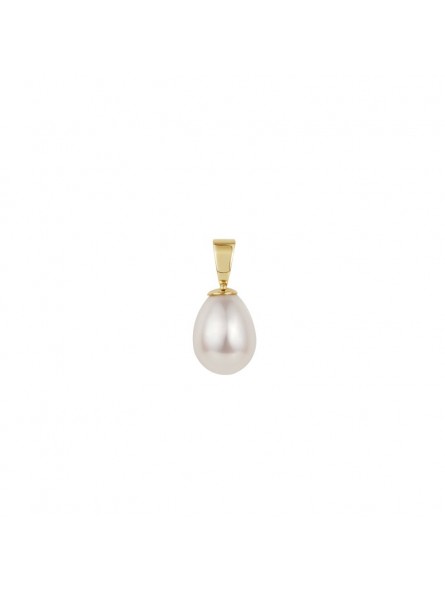 Pendentif Perle eau douce blanche 8/8.5 mm or jaune 375