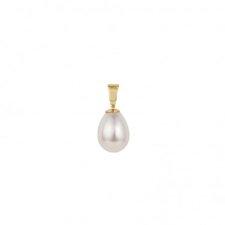 Pendentif Perle eau douce blanche 8/8.5 mm or jaune 375