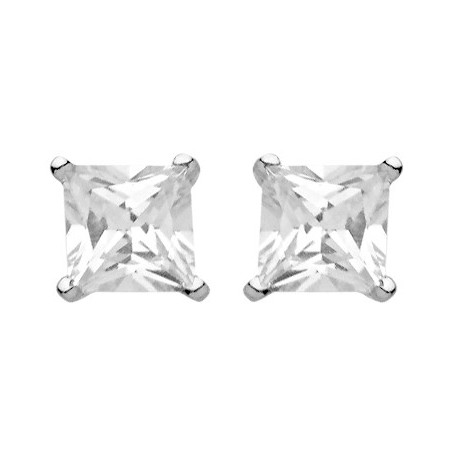 Boucles d'oreilles puces Oxyde carré 3,5 mm or blanc
