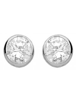 Boucles d'oreilles puces OxydeS Serti clos or blanc