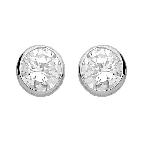 Boucles d'oreilles puces OxydeS Serti clos or blanc