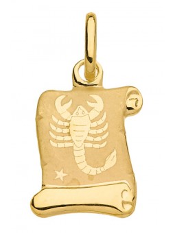 Pendentif Parchemin Zodiaque Scorpion or jaune
