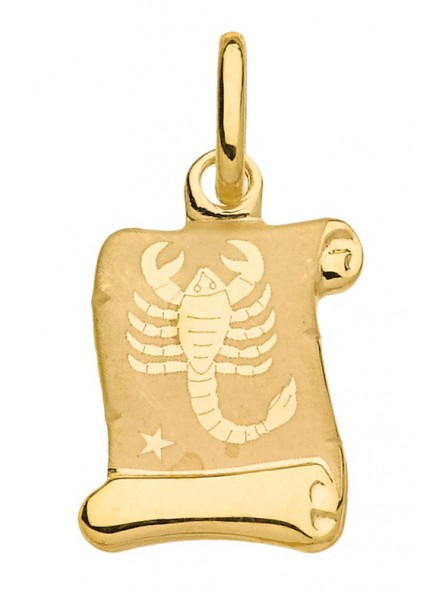 Pendentif Parchemin Zodiaque Scorpion or jaune
