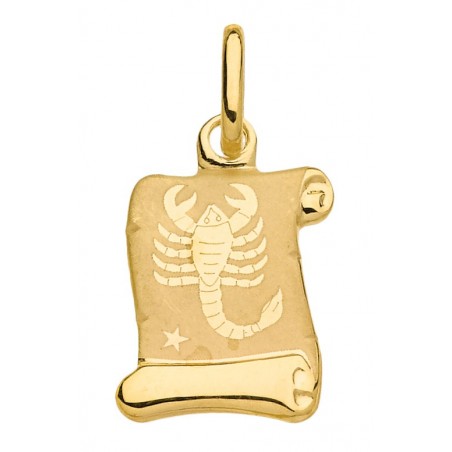 Pendentif Parchemin Zodiaque Scorpion or jaune