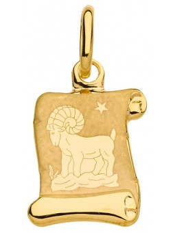Pendentif Parchemin Zodiaque Bélier or jaune