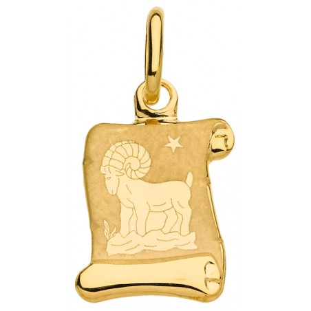 Pendentif Parchemin Zodiaque Bélier or jaune