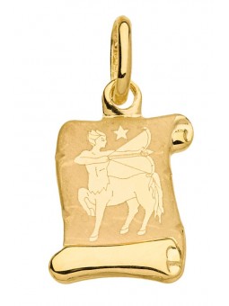Pendentif Parchemin Zodiaque Sagittaire or jaune
