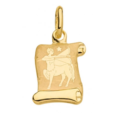 Pendentif Parchemin Zodiaque Sagittaire or jaune