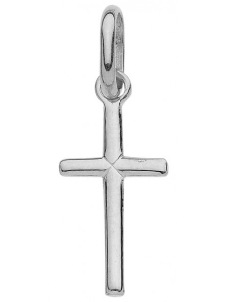 Pendentif Croix petit modèle Fil Rond or blanc