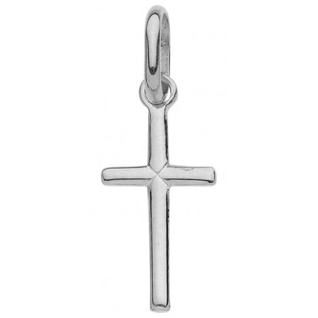 Pendentif Croix petit modèle Fil Rond or blanc
