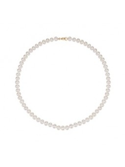 Collier Rang 45 Perles eau douce blanches 6.5/7 mm or jaune 375