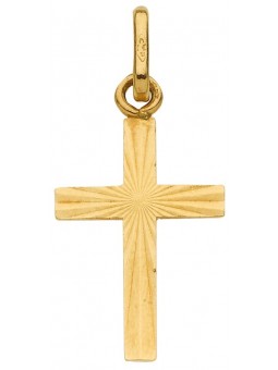 Pendentif Croix diamanté fil large or jaune